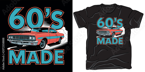 Canvastavla 60's made classic muscle car vector illustration