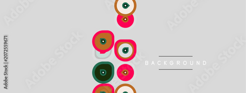 Slika na platnu Abstract colorful circles arranged vertically against gray backdrop
