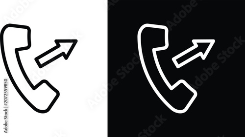 Cuadro en lienzo Call outgoing icons in black and white colors