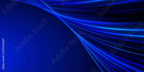 Canvas-taulu Abstract blue light streaks flow and curve gracefully against a dark background, creating a sense of dynamic movement and futuristic energy