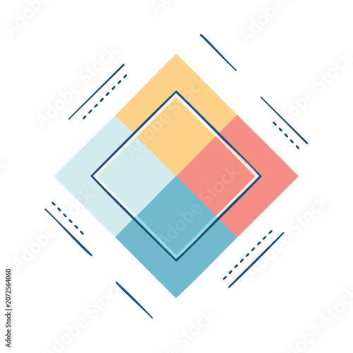 Abstract geometric diamond with color blocks and frame