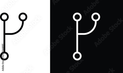 Fotografie Code branch icons in black and white colors