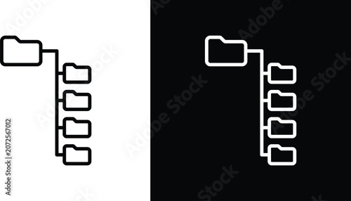 Photos Folder tree icons in black and white colors