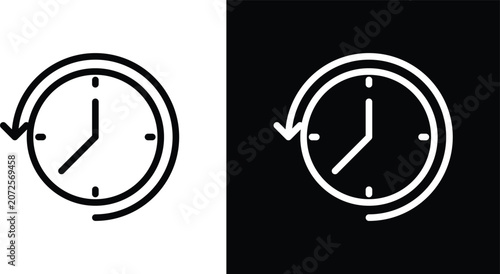 Photos Past time icons in black and white colors