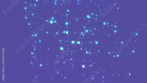 synaptic connections in neural pathways over rotating blue backdrop features intricate web of interconnected strings