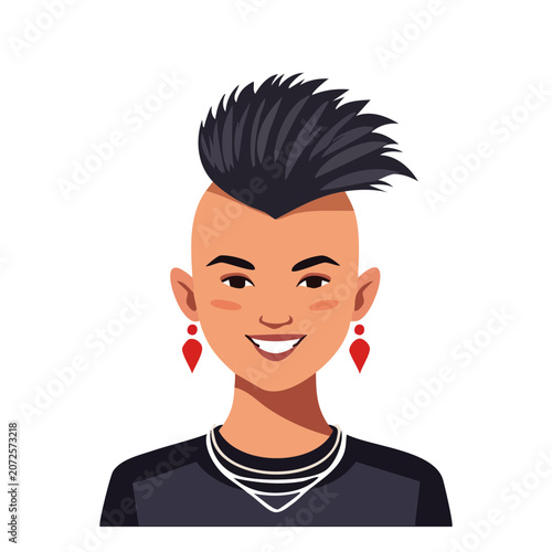 Flat vector illustration of a smiling person with spiky hair