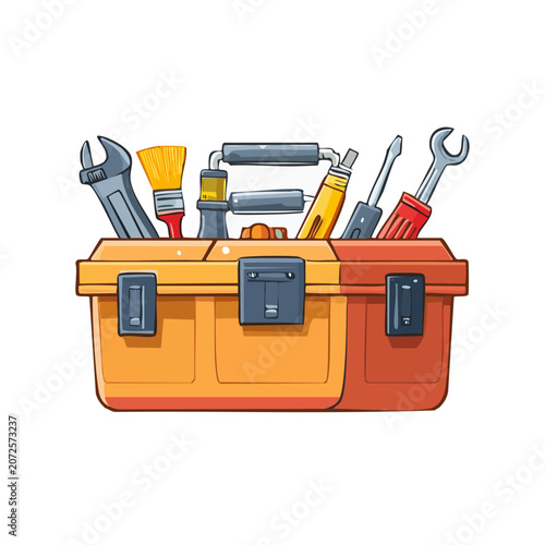 Flat vector illustration of cargo truck with shipping container