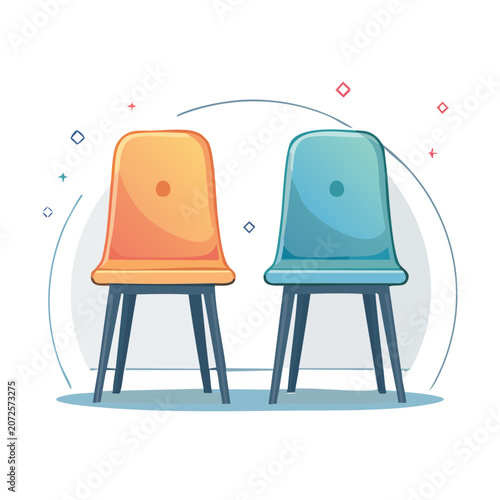 Flat vector illustration of modern office chairs
