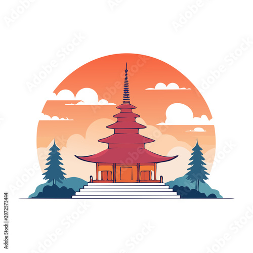 Volcano eruption flat illustration