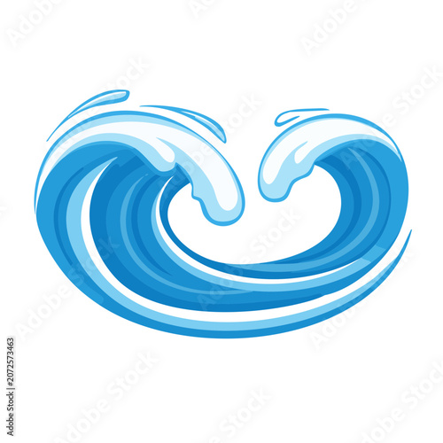 Stylized Blue Ocean Wave Illustration
