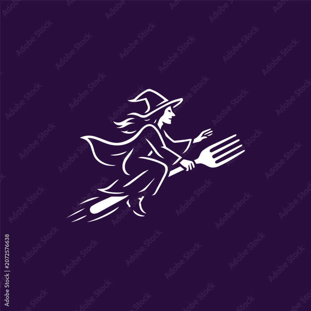 Fototapeta premium Witch Hunting Food Logo