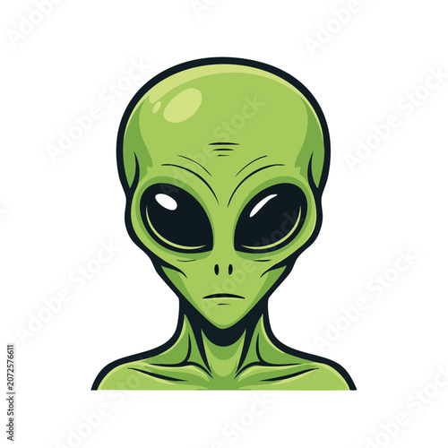Green alien head cartoon vector illustration