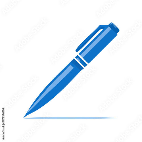 Blue fountain pen flat vector icon
