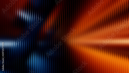 Abstract textured background with vibrant orange and blue light streaks in a wavy pattern suggesting motion and depth
