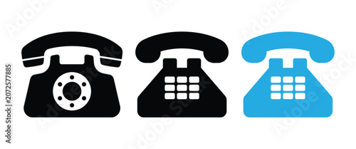 Fotografía Rotary Telephone Icon Set – Vintage Phone, Retro Communication, Classic Dial Tel