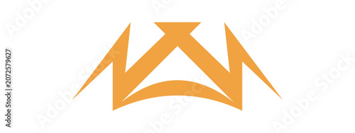 Abstract Orange Crown Letter W Vector Logo Design, Geometric Sharp Dynamic Icon Isolated Element