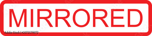 Bilde på lerret Red mirrored text on white background with border
