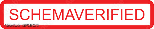 Foto Red schema verified text on white rectangle badge