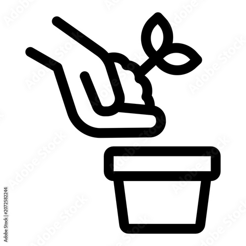Transplant seedlings icon. Vector line icon