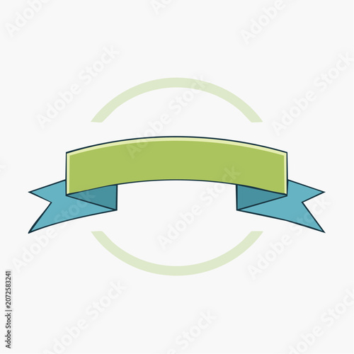 Green and Blue Ribbon Banner with Circular Frame