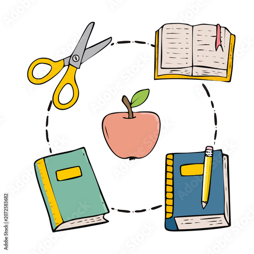 Cartoon School Supplies Illustration