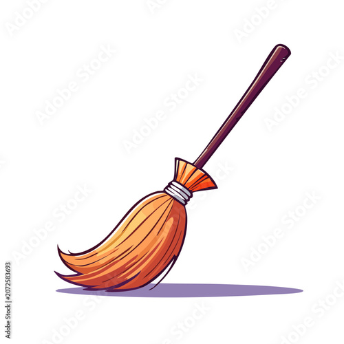 Cartoon Witch Broomstick Vector Illustration
