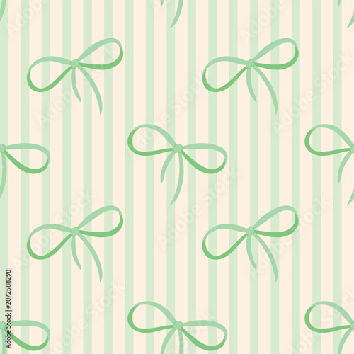 Seamless pattern in green with bows