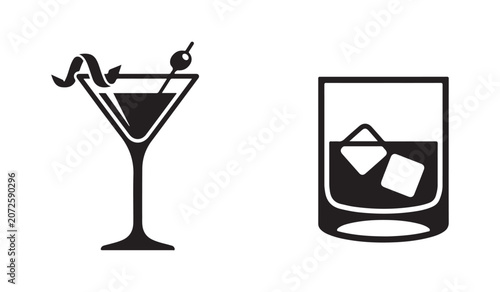 Konstfotografi solid black glyph icons of alcoholic drinks and night club beverages