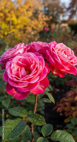 Crimson Bloom's Dew Kissed Embrace