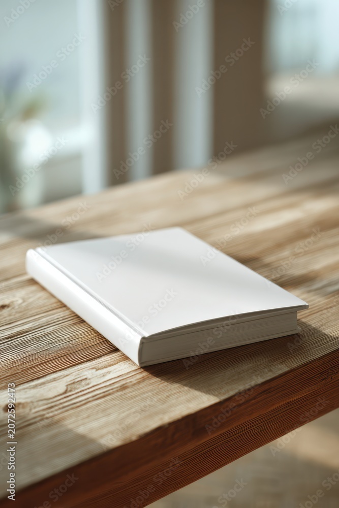 Fototapeta premium Close-up of a pristine white notebook front for clean manual cover design