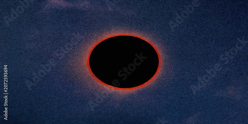 Tableau sur toile Total solar eclipse red corona visualisation with space exploration glowing ligh