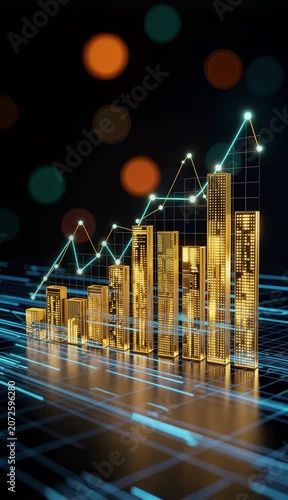 Growth Chart with Buildings Business Success and Financial Progress