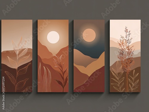 Desert landscape art with mountains.