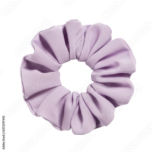 Purple scrunched fabric scrunchie isolated on transparent background