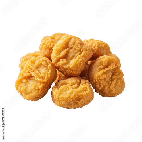 Golden fried onion rings on white isolated on transparent background