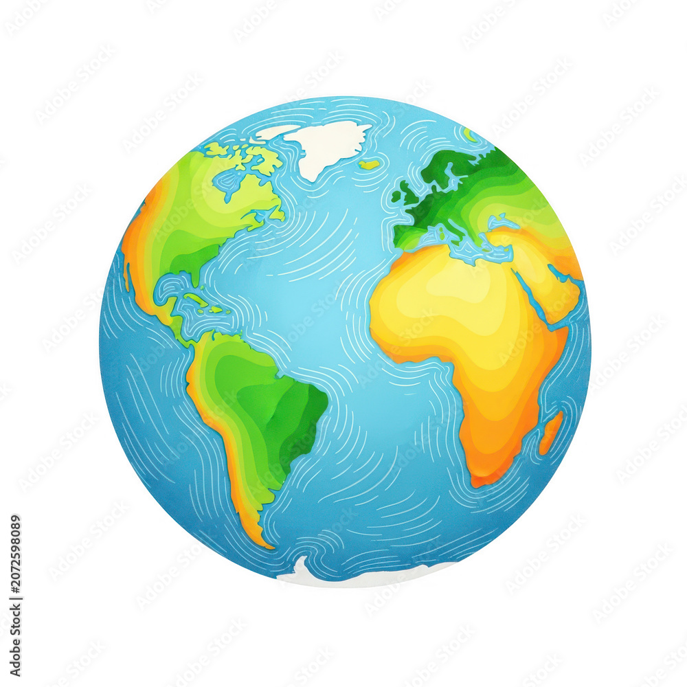 Naklejka premium Earth globe with continents highlighted in green isolated on transparent background