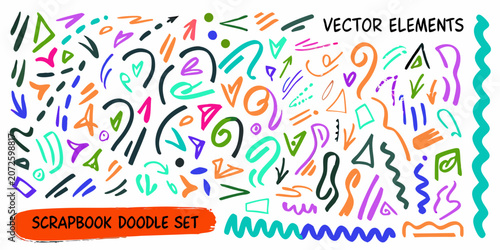 Photos Colorful hand drawn arrow doodle set vector illustration