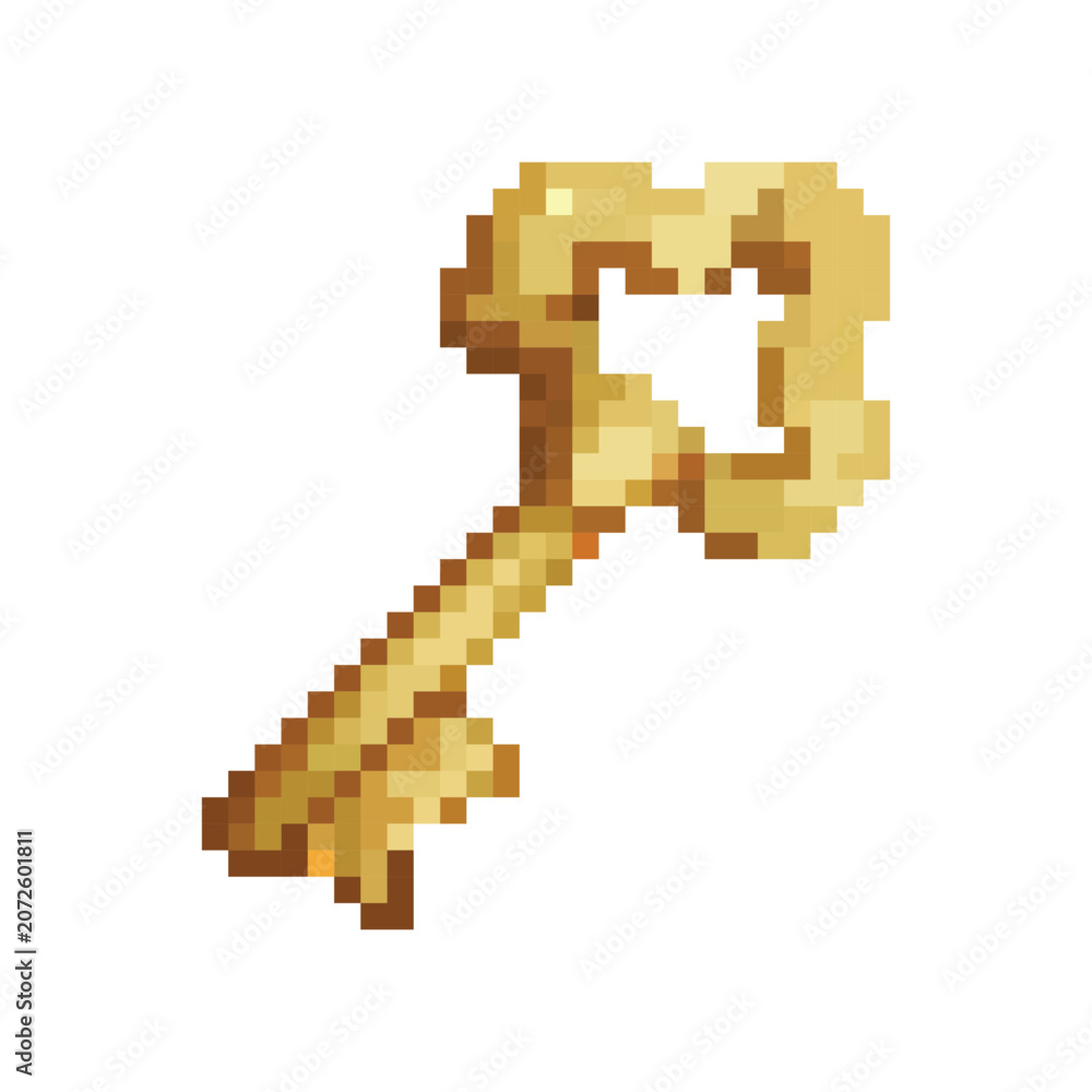 Fototapeta premium 16 bit retro legend key unlock icon game asset