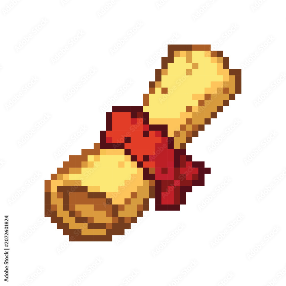 Fototapeta premium 16 bit retro parchment magic scroll icon game asset
