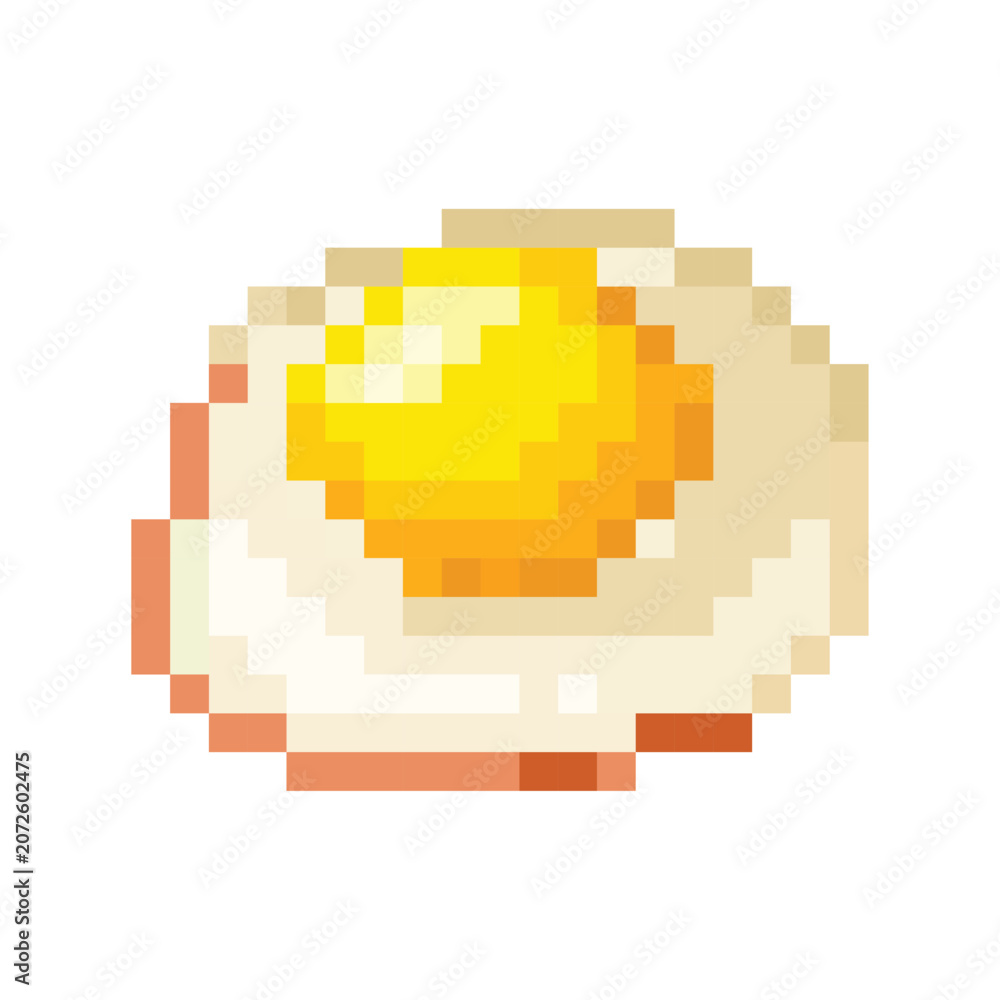 Fototapeta premium pixel art retro fried egg food vector icon illustration
