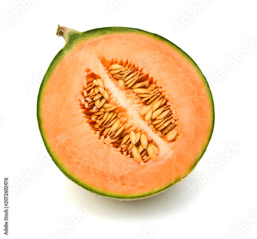 Cantaloupe melon on white background