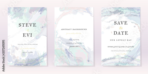 Purple Watercolor Set Vector Background. Flower Wedding Abstract Design. Gold Luxury Spray on Watercolor Marble Texture. Pastel Cold Tones Minimal Style. Frame Art For Prints and Invitations Cards.