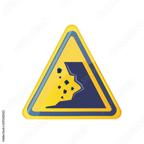 Rockfall Warning Sign Vector Illustration