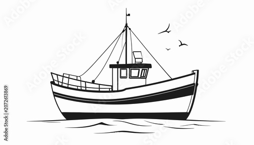Tableau sur toile Small fishing boat on the water.