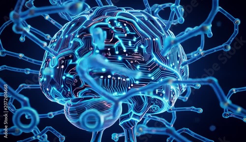 Human Brain Circuitry Illustration Futuristic AI Concept