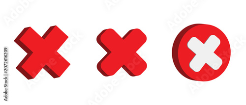 Photos 3d cancel icon collection featuring close symbols, error marks, rejection indica