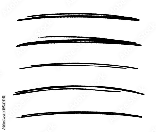 Hand Drawn Black Marker Brush Stroke Collection Isolated on White Background Grunge Underline and Scribble Elements
