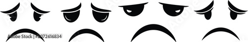 Sad and Depressed Cartoon Face Expression Vector Pack for Emotional Emoticon Design Elements