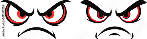 Angry Cartoon Face Expression with Red Eyes Vector Illustration Aggressive Design Elements