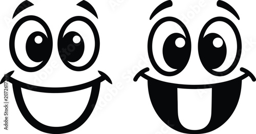 Cartoon Smiling Face Expression Vector Illustration Set for Funny Emoji and Character Design